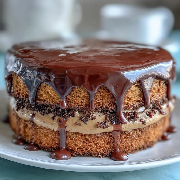 Frosted Hojicha Butter Cream Cake with rich chocolate ganache, topped with shavings, served for a special occasion dessert.