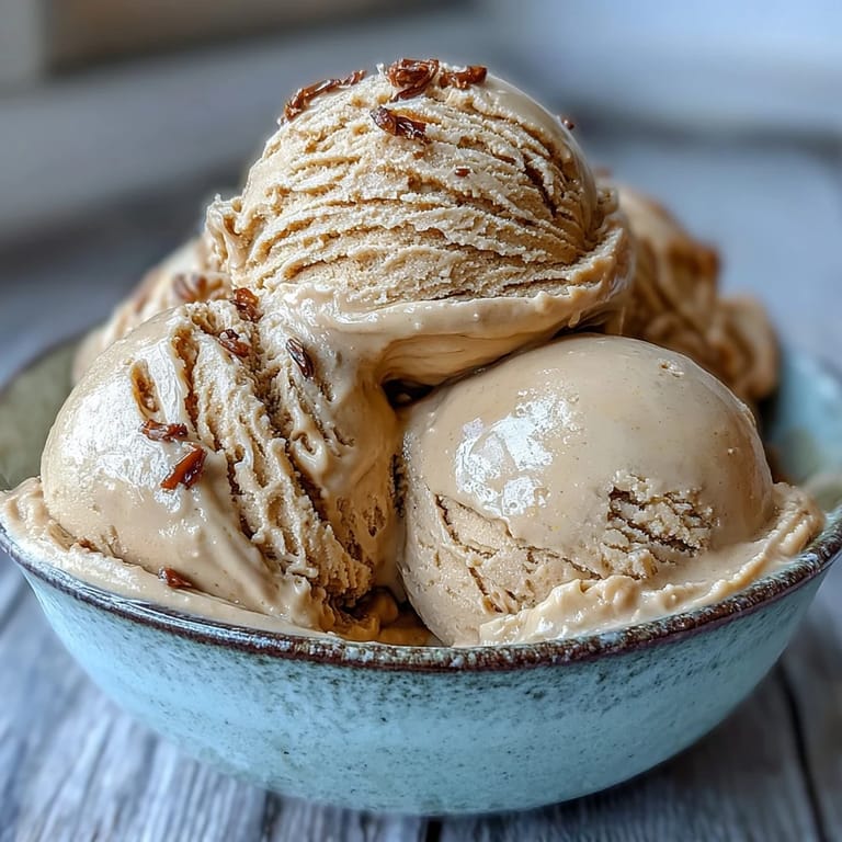 A bowl of homemade Hojicha ice cream topped with toasted sesame seeds, ready to serve.