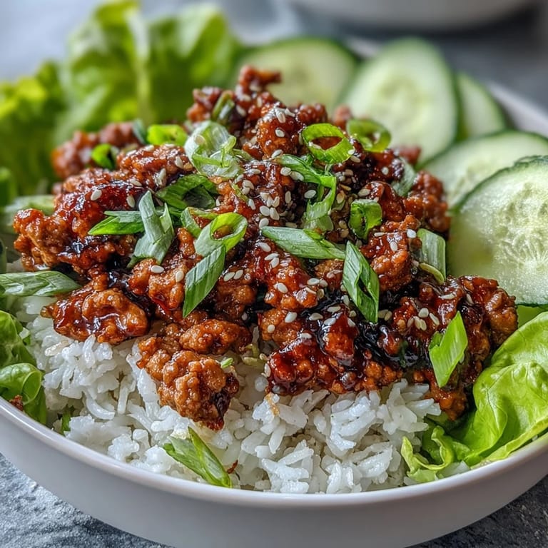 Delicious Korean-inspired Sesame Turkey Lettuce Wrap Bowls ready to eat, garnished with cilantro and pickled radishes.
