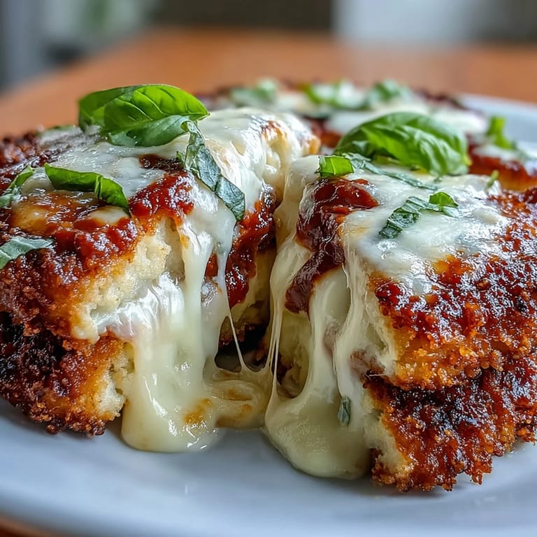 Baked tofu cutlets topped with bubbling mozzarella and savory marinara, creating a satisfying vegetarian alternative to traditional chicken parmesan.