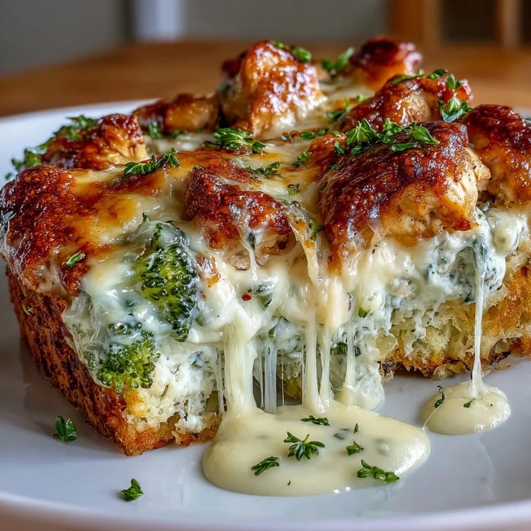 Low-carb, creamy chicken and broccoli bake with a savory herb-infused sauce, ideal for a satisfying keto dinner.
