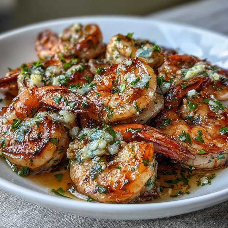 Succulent shrimp sautéed in garlic butter and served over spiralized zucchini noodles, creating a low-carb, flavorful meal.