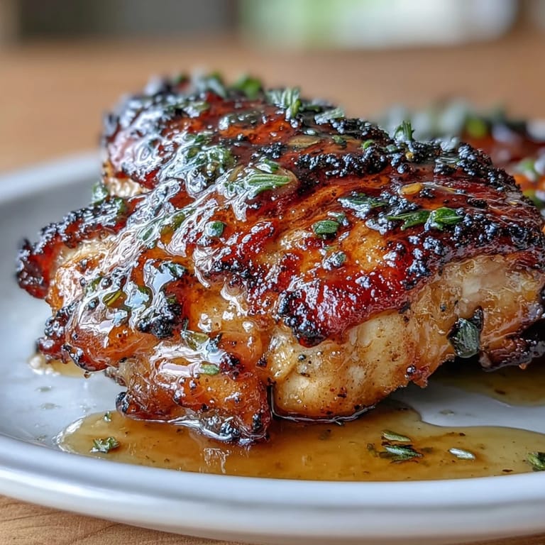 Tender chicken thighs coated in sweet honey mustard sauce, surrounded by caramelized carrots and baby potatoes on a single sheet pan.