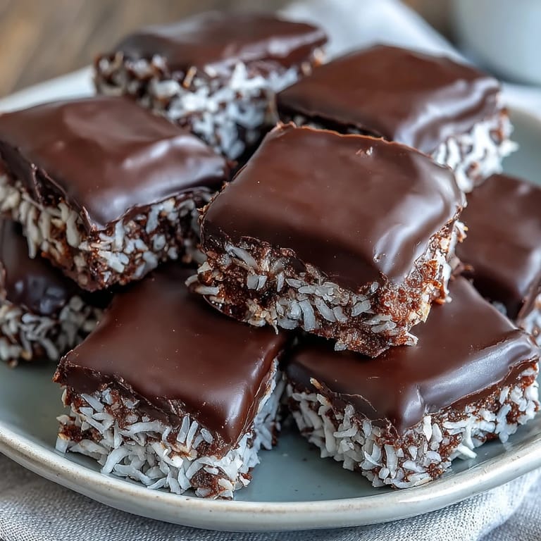 Close-up of healthy chocolate coconut bites topped with shredded coconut, showcasing their rich texture and vegan-friendly ingredients.
