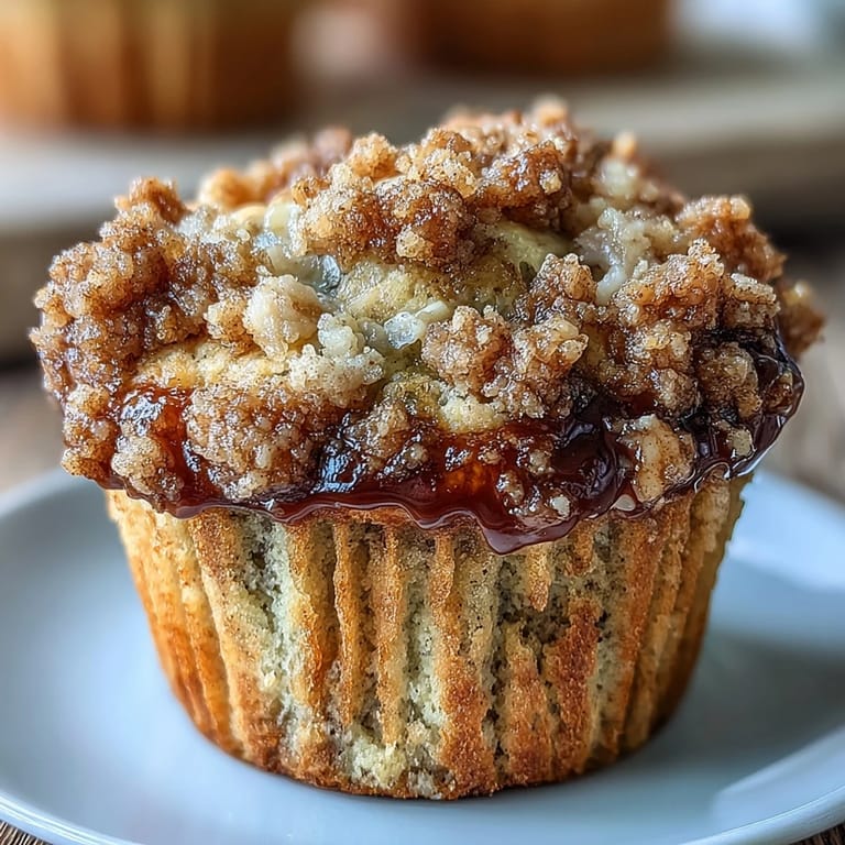 Golden banana muffins enriched with sourdough discard, topped with buttery cinnamon streusel for a cozy morning treat.  
