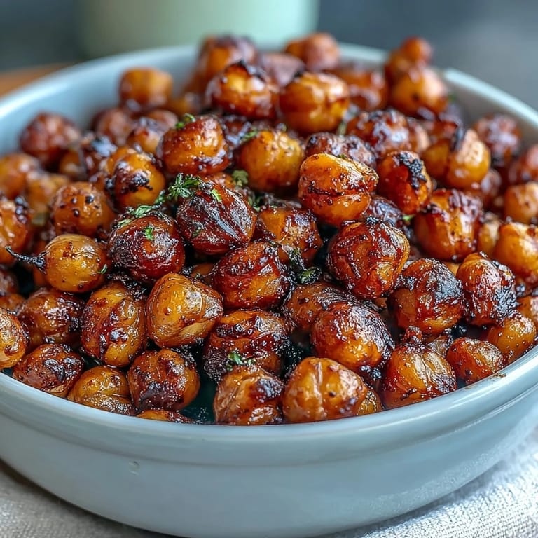Golden-brown oven-roasted chickpeas tossed with bold spices and lime zest for a crunchy, protein-packed treat.  