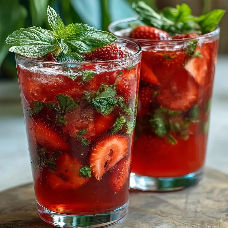 A pitcher filled with homemade strawberry basil lemonade, garnished with lemon slices and fresh basil for a bright, inviting drink.