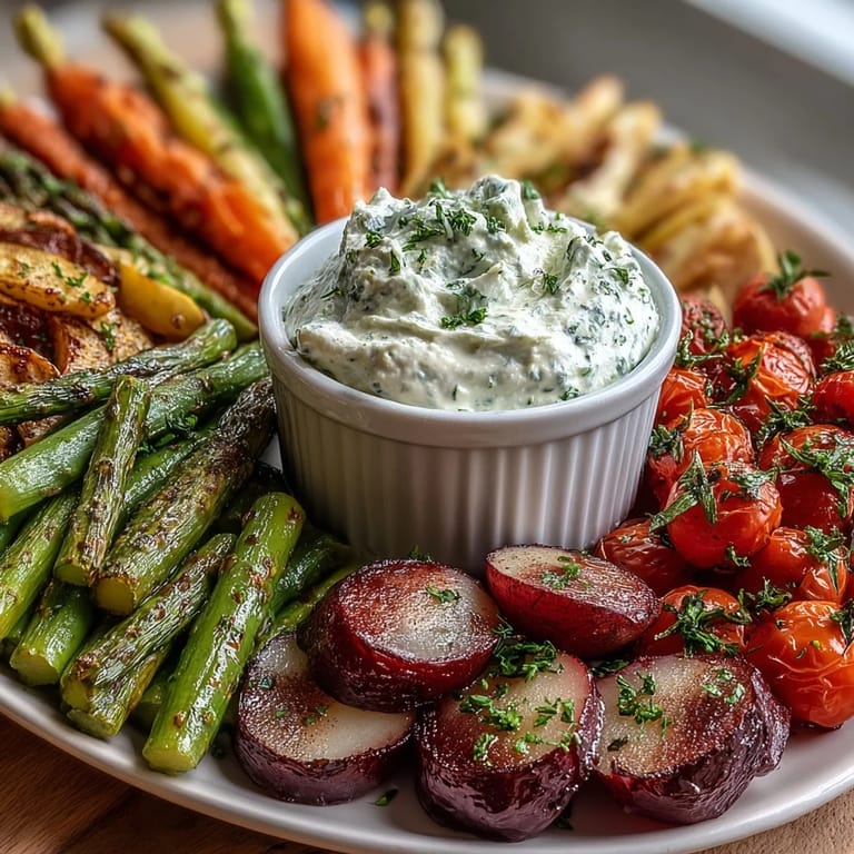 Fresh spring food board featuring crisp radishes, sweet peas, and creamy herb dip for a light appetizer.