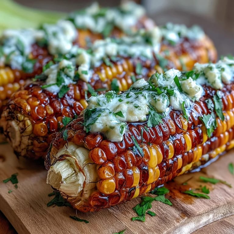 Tender sweet corn on the cob cooked in the microwave, brushed with fragrant garlic butter for easy flavor.  
