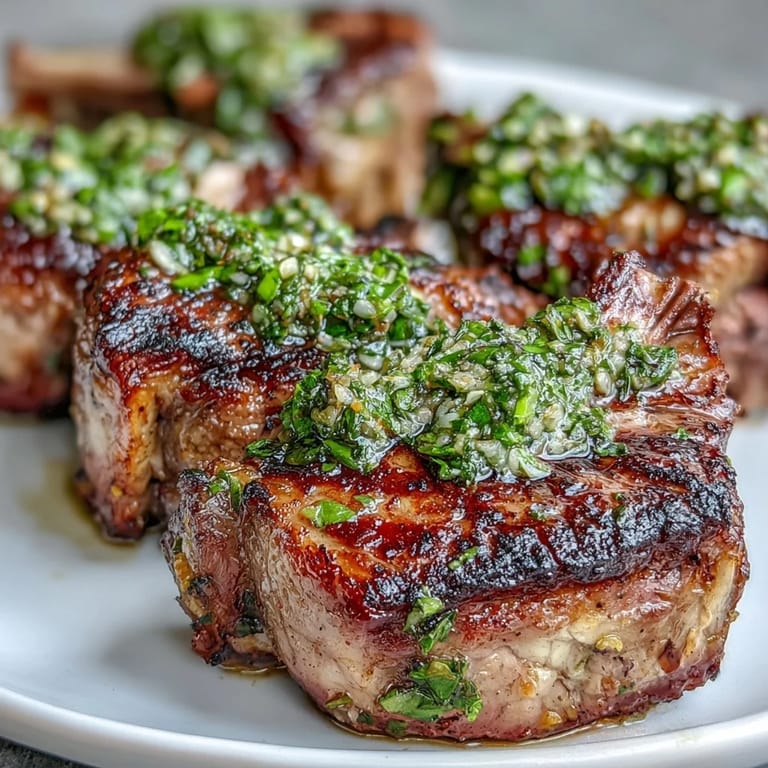 Succulent lamb rib chops seared to perfection and finished with a zesty mint and parsley gremolata.