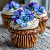 Delicate vanilla cupcakes with smooth buttercream topped by edible flower blossoms, perfect for baby showers or spring celebrations.